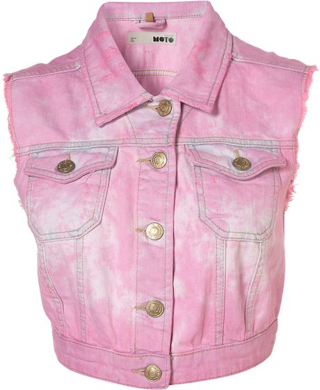Topshop Pink Marbled Denim Jacket in Pink - Lyst
