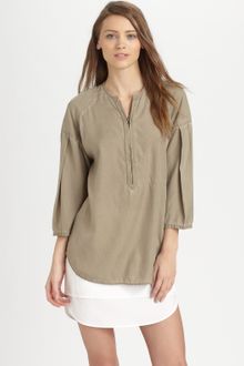 3.1 Phillip Lim Pleated Henley Top - Lyst