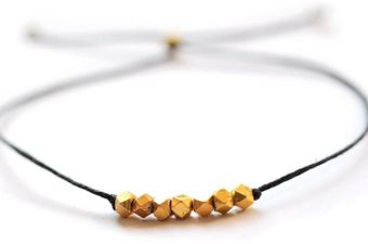 Bijouxbar By Vivien Frank Seven Lucky Nuggets On Black Linen and Gold Nugget - Lyst