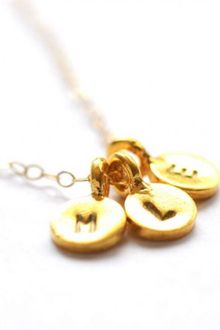 Bijouxbar By Vivien Frank Tiny Gold Initial Necklace Three Charms - Lyst