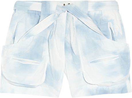 Isabel Marant Eloa Marbledyed Cotton Shorts in Blue - Lyst