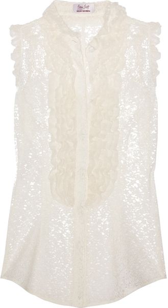 L'Wren Scott Ruffled Lace and Tulle Blouse - Lyst