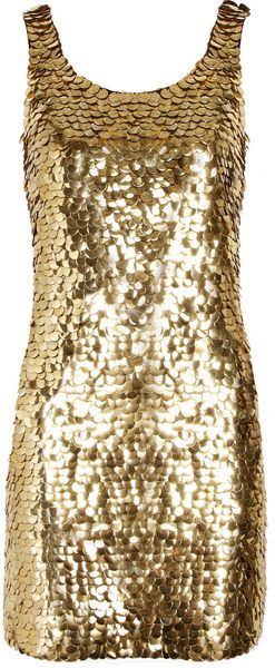 Moschino Pailletteembellished Crepe Mini Dress in Gold (black) - Lyst
