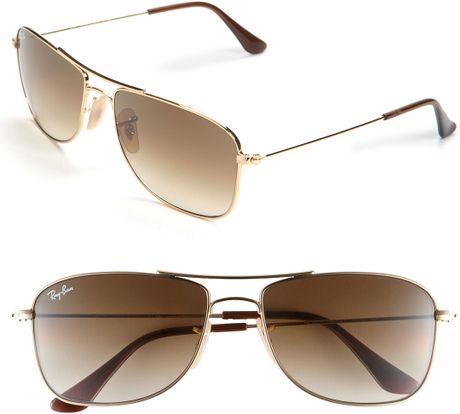 Ray-ban Square Aviator 56mm Sunglasses in Brown (gold/ brown gradient 