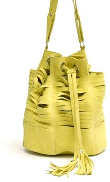 Sabrina Tach Tajos Lime Suede Leather Bag Made To Order in Yellow (floral) - Lyst