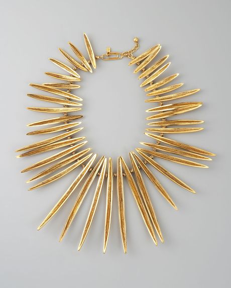Aurelie Bidermann Longspike Necklace in Gold - Lyst