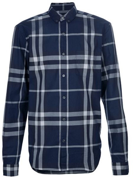 Burberry Brit Checked Shirt in Blue for Men - Lyst