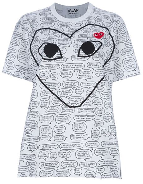 Comme Des Garçons Printed Tshirt in Gray (white) - Lyst