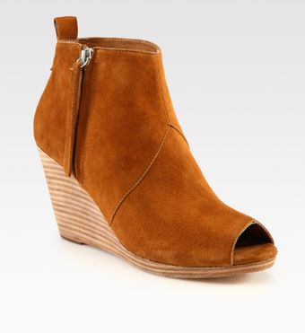  Suede Peep Toe Ankle Boots 