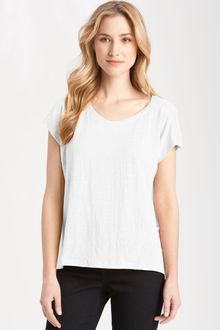 Eileen Fisher Box Pleat Linen Jersey Tee - Lyst
