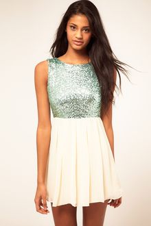 Tfnc Babydoll Dress with Sequin Bodice - Lyst