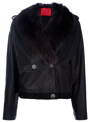 Lanvin Mink Fur Collar Leather Jacket - Lyst