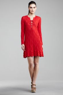 M Missoni Knit Laceup Dress Red - Lyst