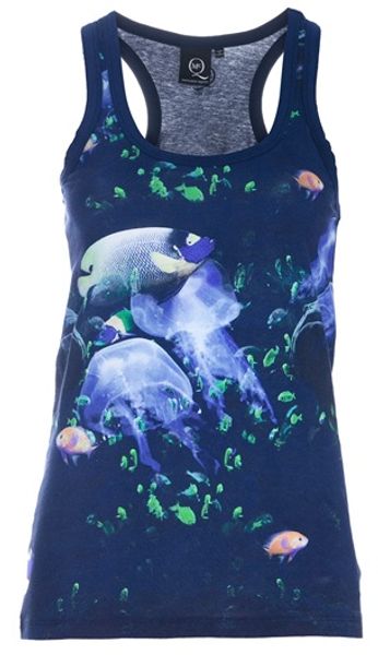 Mcq By Alexander Mcqueen Fish Print Tank Top in Blue (navy) - Lyst