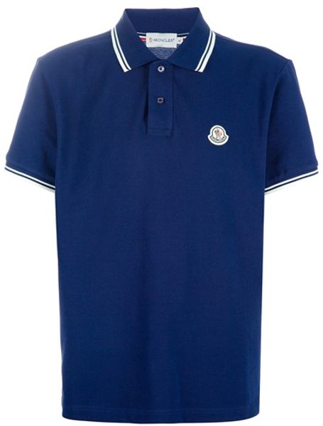 Moncler Logo Polo Shirt in Blue for Men - Lyst