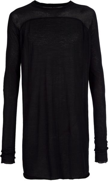 Rick Owens Long Line Top in Black for Men - Lyst