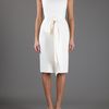 Yves Saint Laurent Belted Bow Dress in White (ivory) - Lyst
