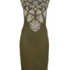 Alexander Mcqueen Intarsia Knit Dress in Khaki - Lyst