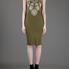 Alexander Mcqueen Intarsia Knit Dress in Khaki - Lyst