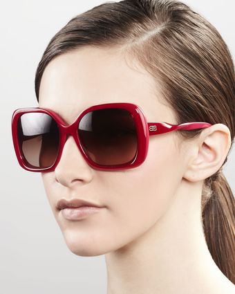  Squared Plastic Sunglasses Fuchsia 