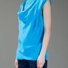 Bottega Veneta Draped Silk Top in Blue (aqua) - Lyst