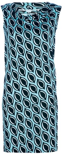 Diane Von Furstenberg Petal Print Silk Dress in Blue - Lyst
