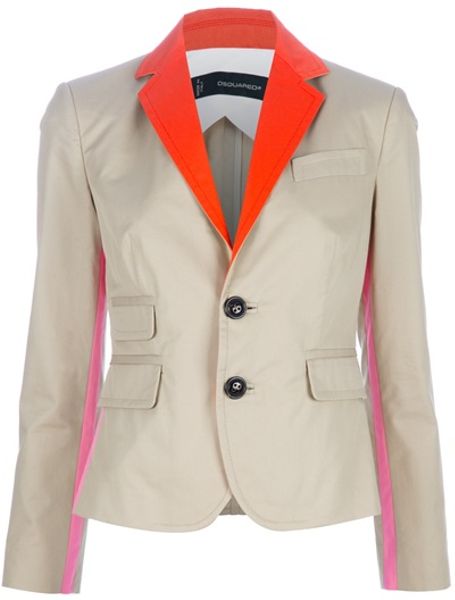 Dsquared2 Contrast Collar Jacket in Beige (nude) - Lyst