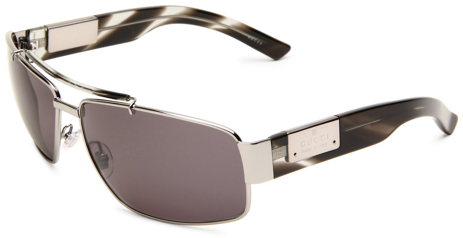 Gucci Rectangular Sunglasses in Gray for Men (ruthenium frame/dark grey lens) | Lyst