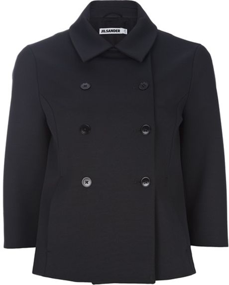 Jil Sander Double Breasted Jacket in Black (grey) - Lyst
