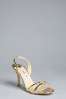 Jimmy Choo Gold Leather India Cross Strap Sandals - Lyst
