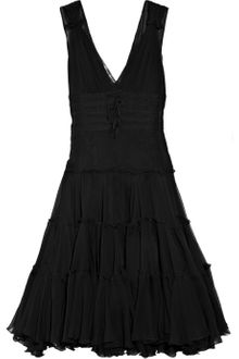 Oscar de la Renta Grosgraintrimmed Silkchiffon Dress - Lyst