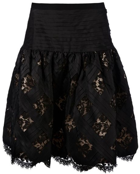 Oscar De La Renta Lace Skirt in Black - Lyst