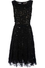 Oscar de la Renta Sequin Embellished Lace Dress