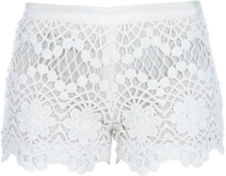 Red Valentino Lace Detail Shorts in White - Lyst
