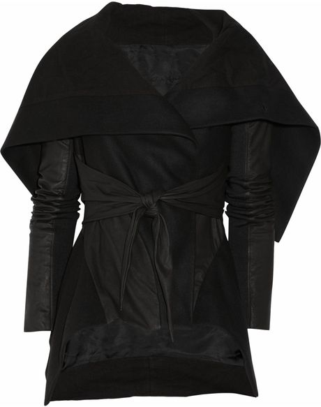 Rick Owens Woolblend Felt and Leather Jacket in Black - Lyst