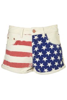 Topshop Flag Printed Hotpants - Lyst