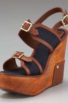Tory Burch Florian Buckled Wedge Sandal - Lyst