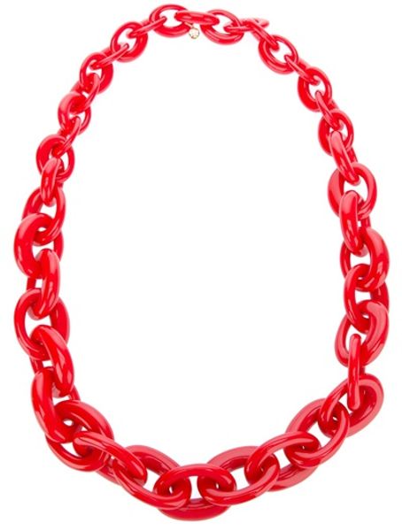 Tory Burch Chain Necklace in Red - Lyst