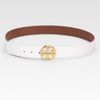 Tory Burch Logo Buckle Leather Belt in White - Lyst
