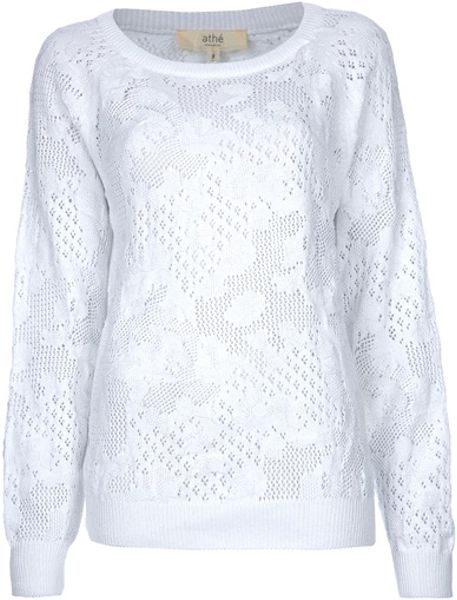 Vanessa Bruno Athé Open Knit Jumper in White - Lyst