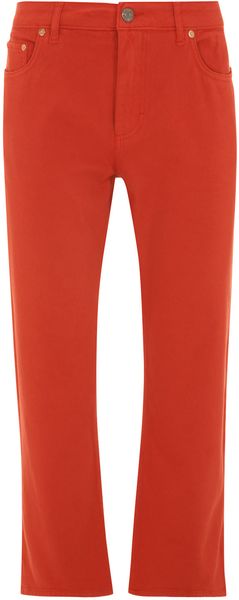  Pop Orange Cropped Boyfriend Jeans 
