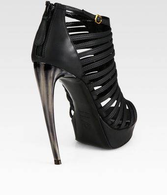 Alexander McQueen Strappy Leather and Horn Platform Sandals - Lyst