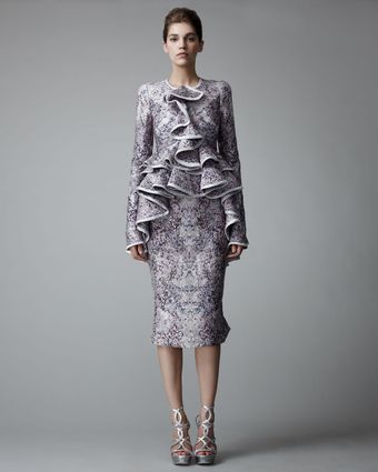 Alexander McQueen Barnacle Jacquard Pencil Skirt - Lyst