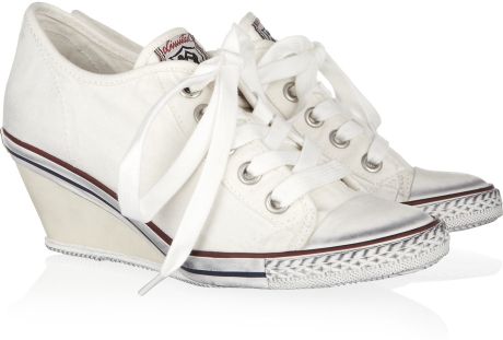 Ash Ginger Canvas Wedge Sneakers in White | Lyst