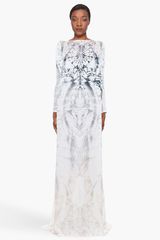 Balmain Long Silk Totem Print Dress