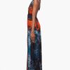 Balmain Long Printed Silk Dress in Multicolor (orange) - Lyst