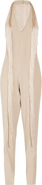 Maison Martin Margiela Fringed Twill Jumpsuit in Beige (sand) - Lyst