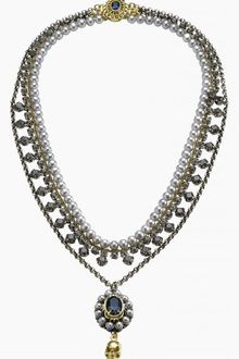 Mawi Grey Pearl and Sapphire Skull Necklace - Lyst