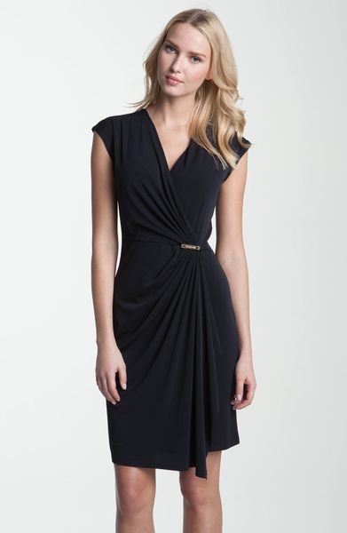 Michael By Michael Kors Cap Sleeve Wrap Dress in Blue (navy) - Lyst