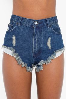 Nasty Gal Roller Cutoff Shorts Dark Wash - Lyst